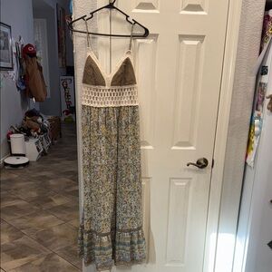 Forever 21 Floral Maxi Dress - Cream and Brown